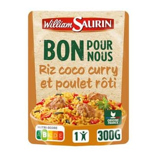 William Saurin Riz coco curry et poulet rôti - Bon pour nous en sachet micro-ondable, 300g