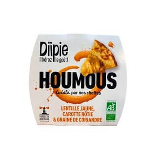Diipie Houmous Lentille Jaune, Carotte Rôtie et Graine de Coriandre bio, 160g