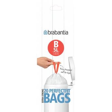 Brabantia Sacs poubelle 5L - Taille B, 20 sacs de 5L - Taille B