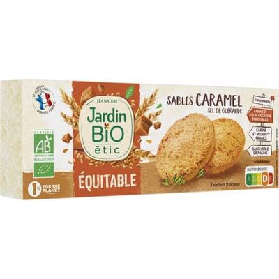 Jardin Bio Etic 9 Sablés Gourmande Caramel au sel de Guérande Bio, 150g