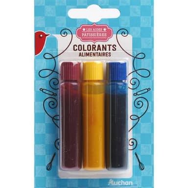 Auchan Colorants alimentaires 3 couleurs, 18ml