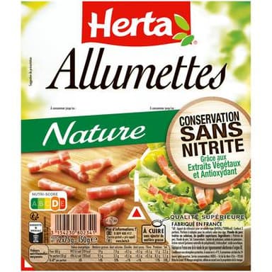 Herta Allumettes Nature, Conservation sans Nittrites, 2x75g
