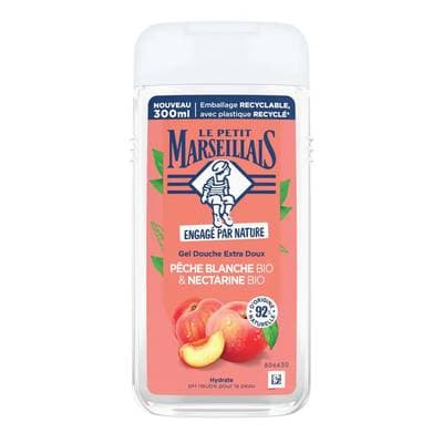 Le Petit Marseillais Gel douche pêche blanche bio et nectarine bio, 300ml