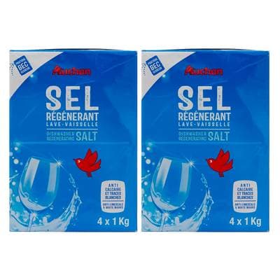Auchan Sel régénérant lave-vaisselle, Lot de 2 - 4 x 1kg