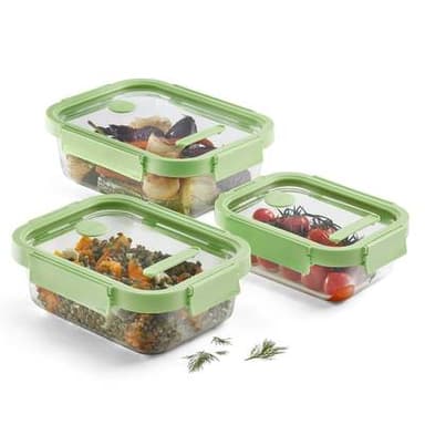 Lékué  Set 3 récipients en verre rectangulaires