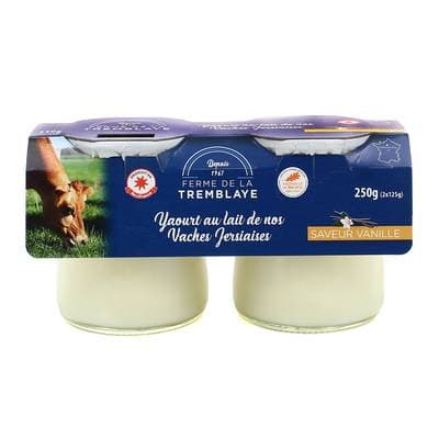La Ferme de la Tremblaye Yaourt fermier Vanille au lait de vache Jersiaise, 2x125g