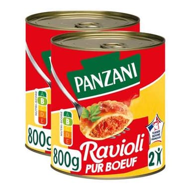 Panzani Ravioli Pur Boeuf à la Sauce Tomate Cuisinée, Lot de 2x800g