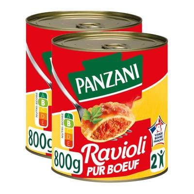 Panzani Ravioli Pur Boeuf à la Sauce Tomate Cuisinée, Lot de 2x800g