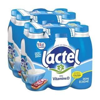 Lactel Lait demi-écrémé 1,5% mg vitamine D, Lot de 2 - 6x1L