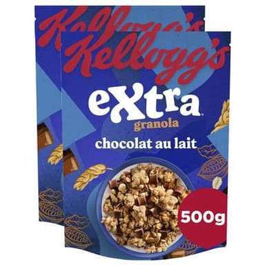 Kellogg's Céréales Extra Granola Chocolat au Lait, Lot de 2x500g