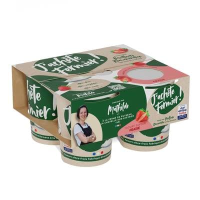 J'achète Fermier Yaourt Fraise Fermier, 4x125g