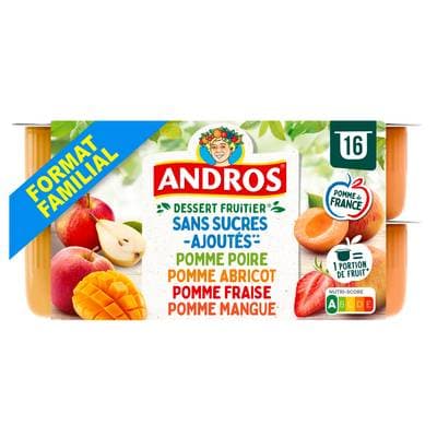 Andros Compote sans sucre ajouté panaché, 16x100g