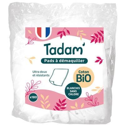 Tadam Pads à démaquiller de coton 100% bio, 150 pièces