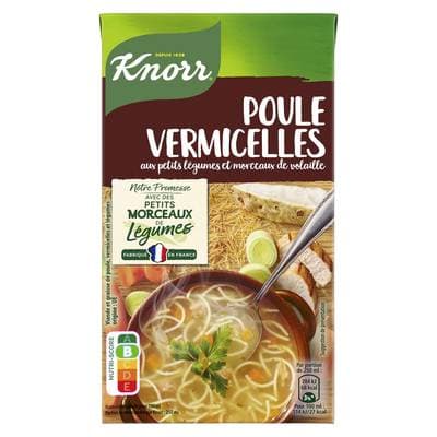 Knorr & La Potagère Soupe Poule Vermicelles aux petits légumes et morceaux de volaille, 1L