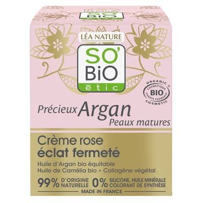 SO'BIO ETIC Crème rose éclat fermeté jour, Précieux Argan Peaux Matures, 50ml