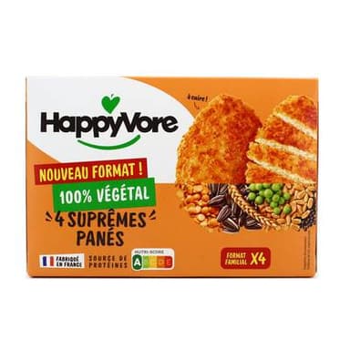 HappyVore Suprèmes Panés 100% Végétal, 4x90g