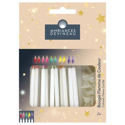 Ambiances Devineau Bougies flammes couleurs d'anniversaire, 12 bougies
