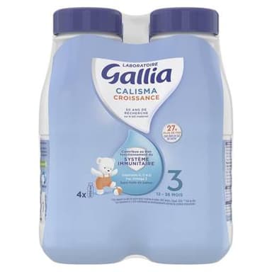 Laboratoire Gallia Lait de Croissance Calisma 3ème âge Liquide Bébé Dès 12 Mois, 4x50cl