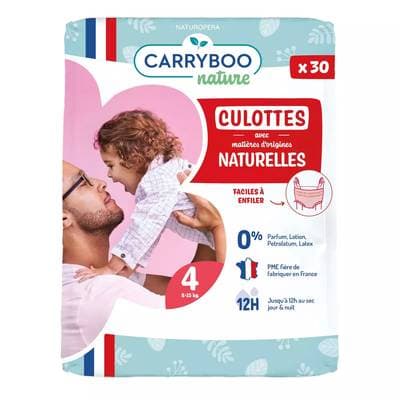 Carryboo Nature Couches Culottes Ecologiques T4 - 8/15 Kg Non-irritantes Jumbo, 30 culottes