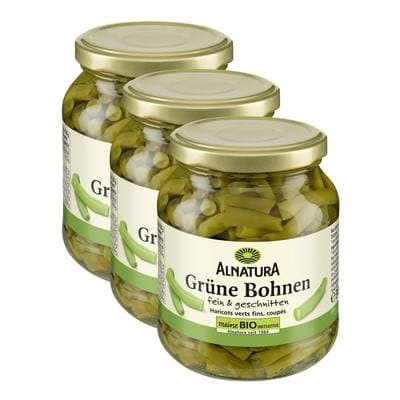 Alnatura Haricots Verts Fins Coupés Bio, Lot de 3x185g