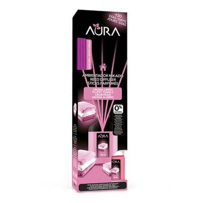 Aura Désodorisant Bâtonnets Linge frais Huiles essentielles, 30ml