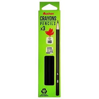 Auchan Crayons papier Graphite HB, 3 Crayons
