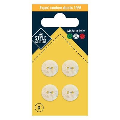 Style couture Boutons nacre Blanc 14mm, 4 pièces
