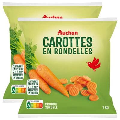 Auchan Carottes en rondelles, Lot de 2x1kg