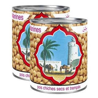 Sultanines Pois chiches secs et trempés en conserve, Lot de 2x530g