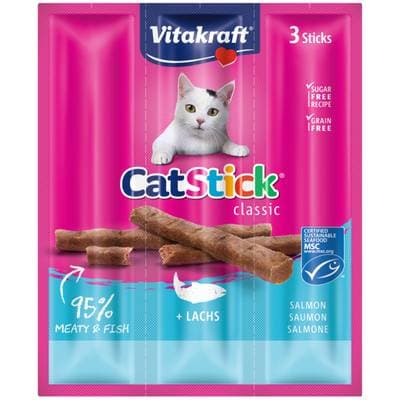 Vitakraft Catstick Bâtonnets Saumon MSC - Friandise pour chat, 3x6g