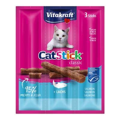Vitakraft Catstick Bâtonnets Saumon MSC - Friandise pour chat, 3x6g