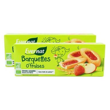 Evernat Barquettes o'fraises bio, Lot de 2x120g