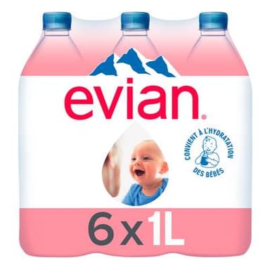Evian Eau minérale naturelle, 6x1L