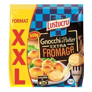 Lustucru Gnocchi à Poêler Extra Fromage XXL, 650g