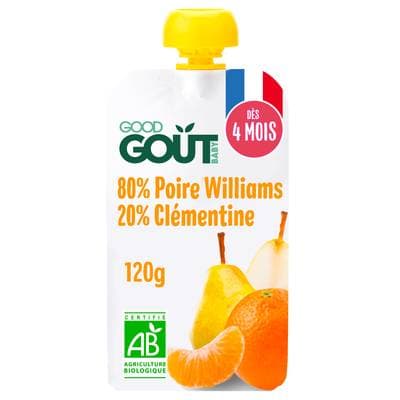 Good Goût Poire Clémentine Bio Gourde Bébé Dès 4 mois, 120g