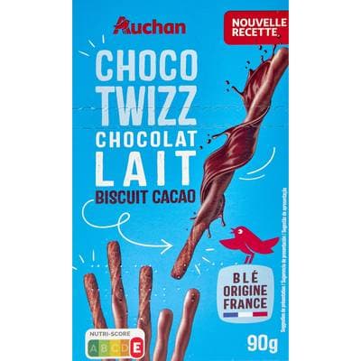 Auchan Biscuits nappés au chocolat au lait Choco Twizz, 90g