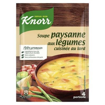 Knorr Soupe Paysanne aux Légumes Cuisinés au lard déshydratée, 97g