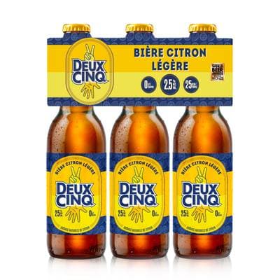 La Deux Cinq Bière aromatisée citron légère 2,5°, 3x33cl