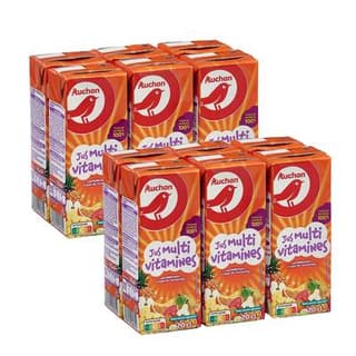 Auchan Jus multivitamines à base de concentré, Lot de 2 - 6x20cl