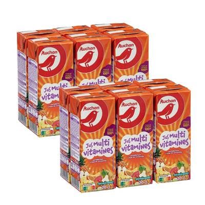 Auchan Jus multivitamines à base de concentré, Lot de 2 - 6x20cl