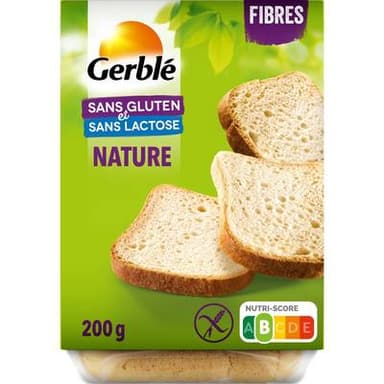Gerblé Sans Gluten Sans Lactose Pain de mie tranché à la farine de riz, à la farine de sarrasin et à la farine de millet sans gluten, 200g