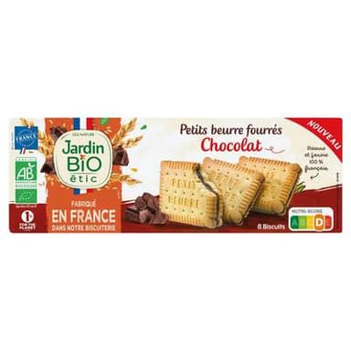 Jardin Bio Etic 8 Petit Beurre Fourrés Chocolat Bio, 197g