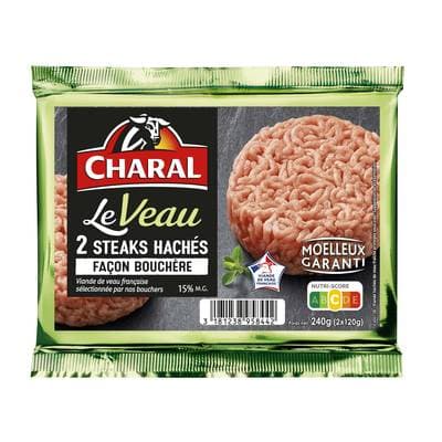Charal Steaks Hachés de Veau 15%MG Façon bouchère, 2x120g