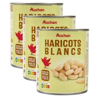 Auchan Haricots blancs, Lot de 3x500g