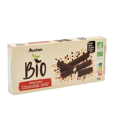 Auchan BIO Bâtonnets aux chocolat noir bio, 125g