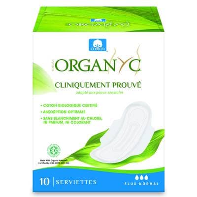 Organyc Serviettes hygiéniques Flux normal, 10 serviettes
