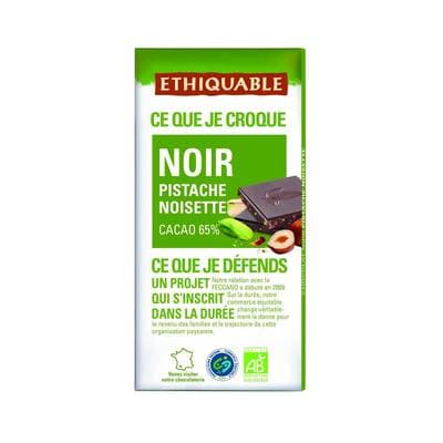 Ethiquable - Commerce Equitable Chocolat Noir Pistache Noisettes Bio, 100g