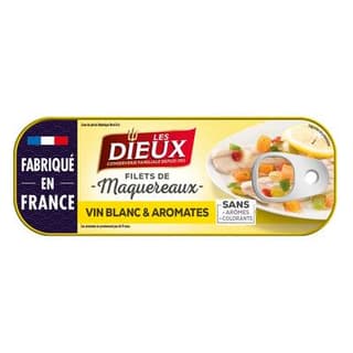 Les Dieux Filets de Maquereaux au Muscadet AOC et 7 aromates en conserve, 176g