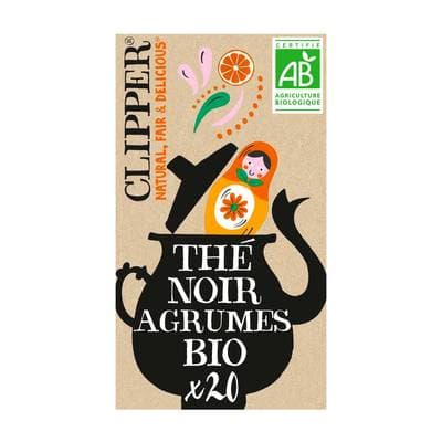 Clipper Thé noir aux agrumes Petrouchka bio, 20 sachets