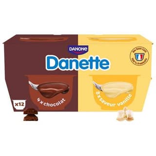 Danette Crème Dessert Chocolat Vanille, 12x115g